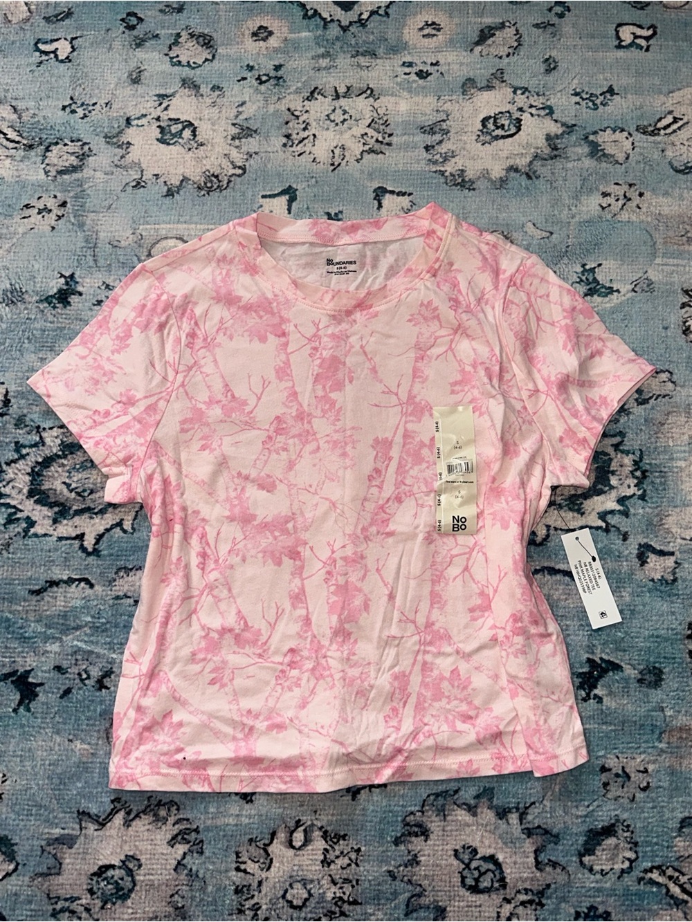 NWT No Boundaries Pink Camo Baby Tee Size Small Short Sleeves
